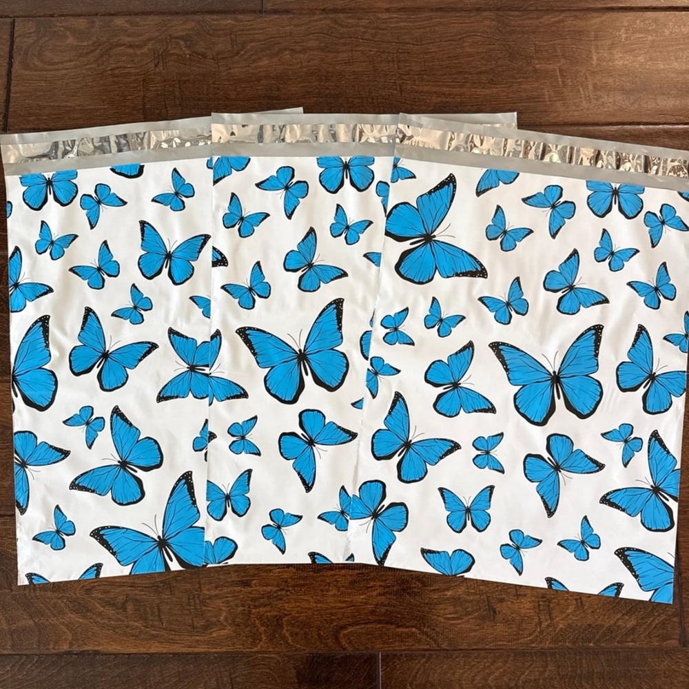 20 Pack - 12x15.5” Large Beautiful Blue Butterfly Poly Mailers